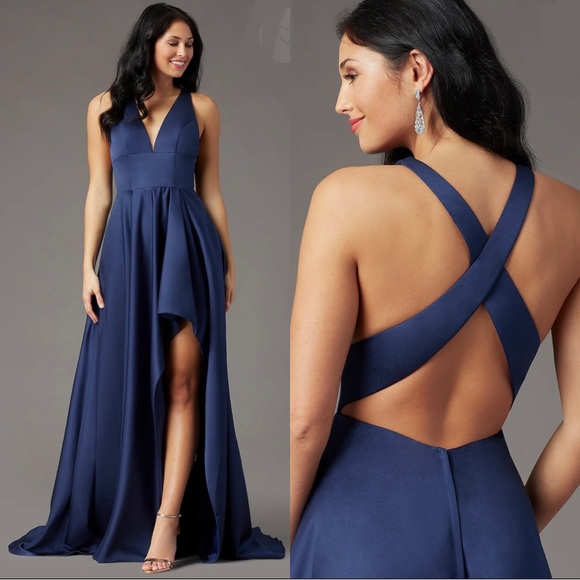 PromGirl | high-low satin prom/evening/bridesmaid/military ball gown/dress - Picture 2 of 3